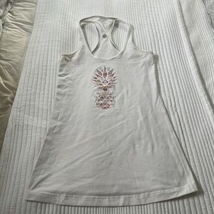 Lululemon White Racerback Tank with Pineapple